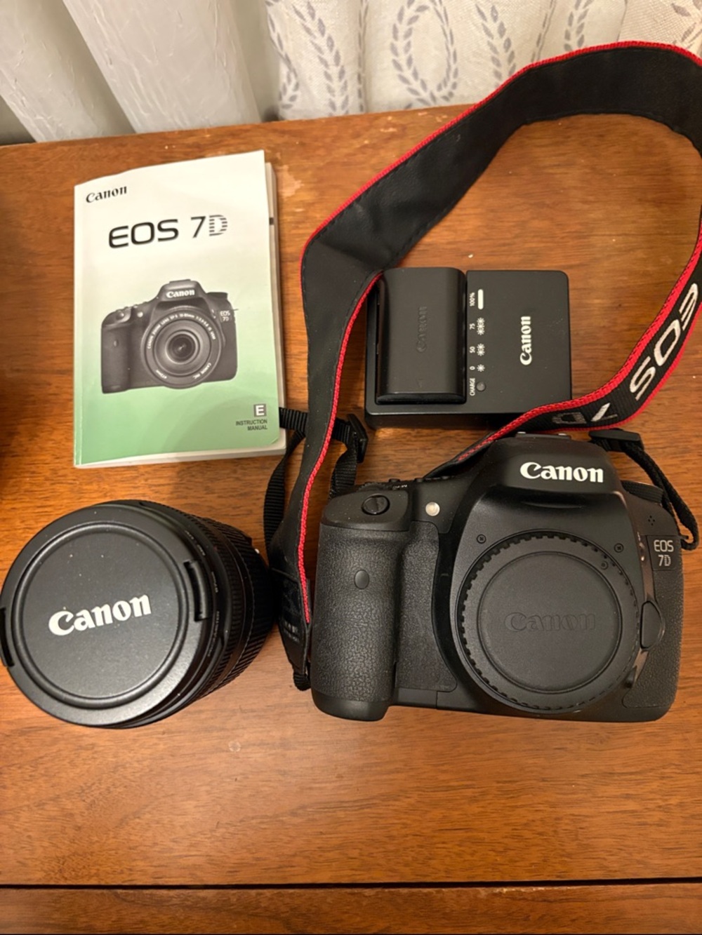 Canon EOS 7D DSLR Camera Kit in Black with Red-Trim Strap